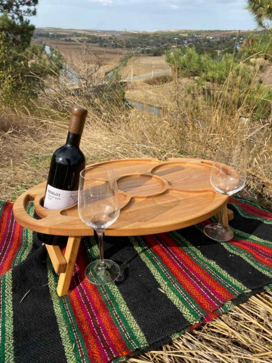 platou măsuță 4 + loc sticlă vin